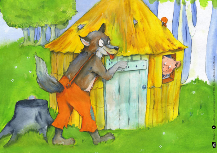 Set de carduri ilustrate Kamishibai - Cei trei purceluși [3]