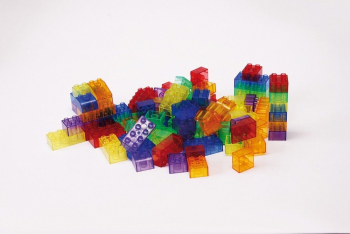 Cuburi de construcții transparente, set de 90 piese, multicolor [2]