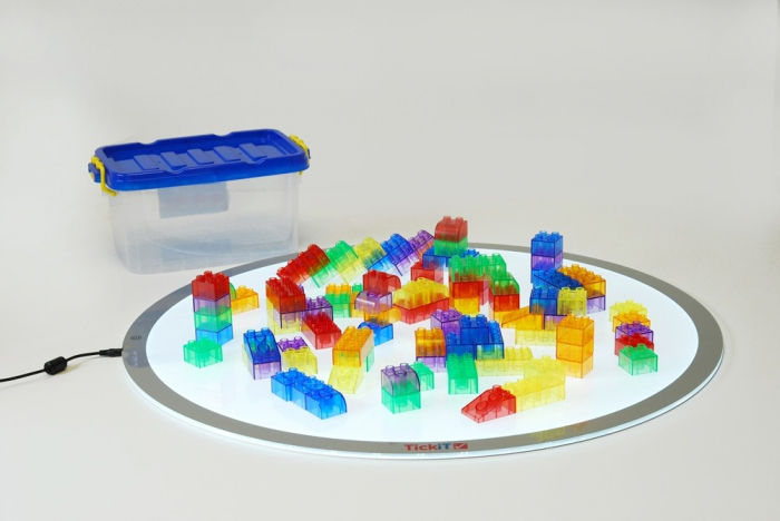 Cuburi de construcții transparente, set de 90 piese, multicolor [5]