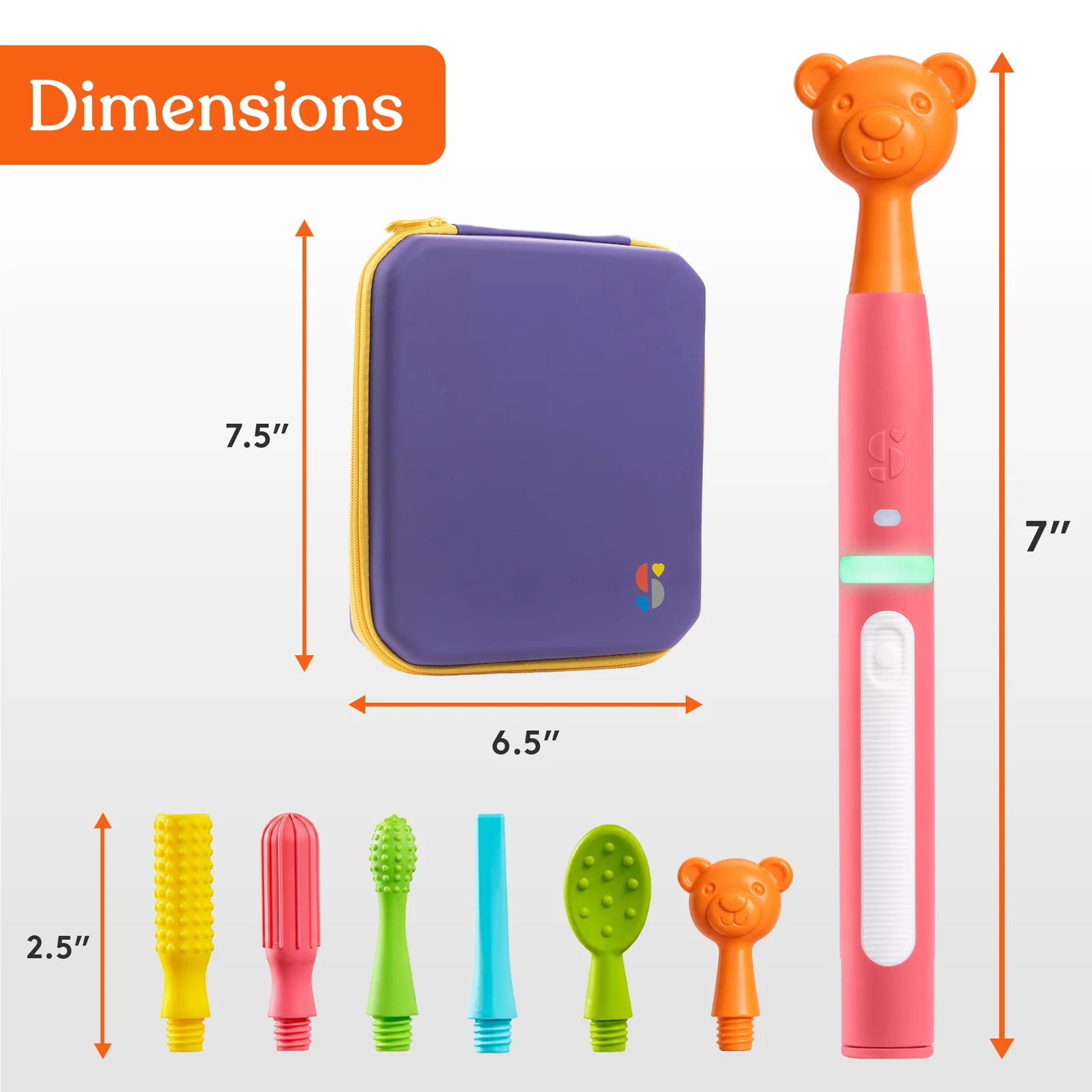 Kit stimulare orală senzorială cu vibrații și 6 capete - Buzz Buddy™ [6]