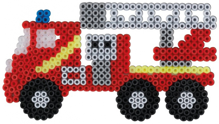Set de 2000 buc mărgele de călcat Hama Midi cu 1 planșetă în cutie de cadou cu agățător Pompierii, dimensiuni cutie cu agățător 25,5 x 17 x 3 cm. [2]