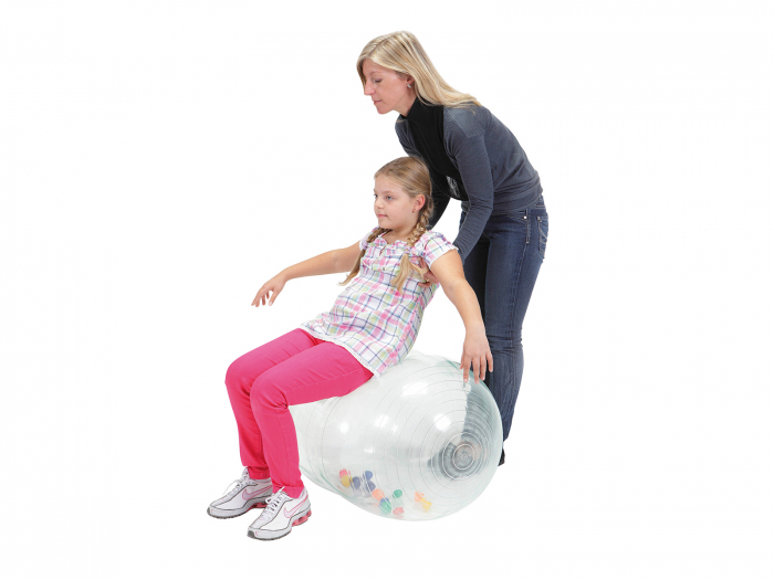Minge fizioterapie alună Physio Activity Roll, diametru 55, transparent, cu mingi în interior [3]