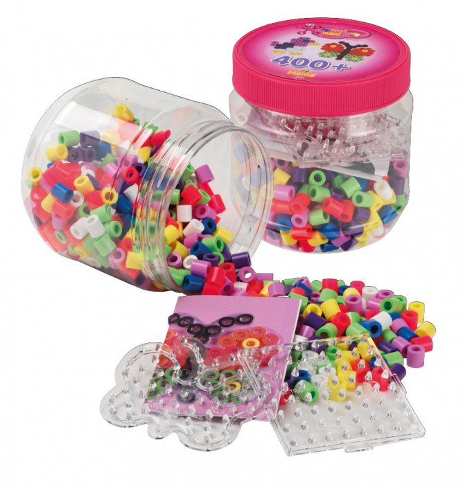 400 margele HAMA MAXI in borcan plastic si 2 plansete Hama Maxi [2]