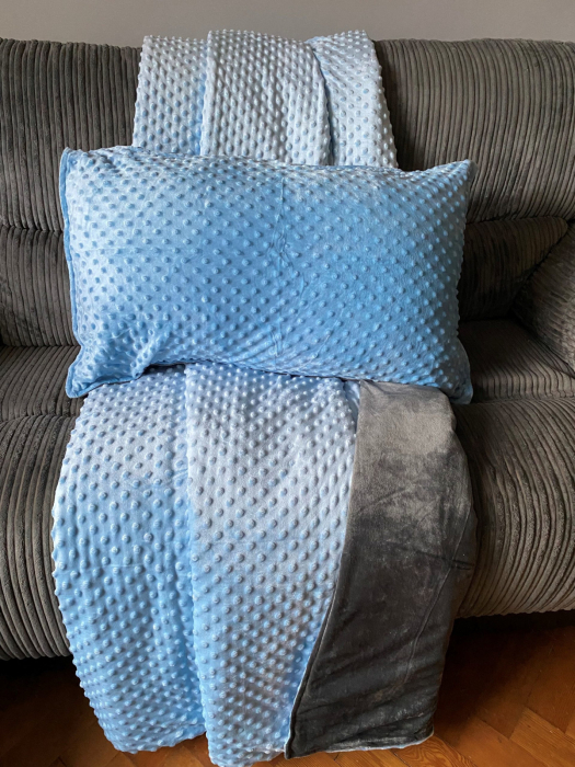 Pătură ponderată 3 kg, 90 x 100 cm – albastru cu gri [7]