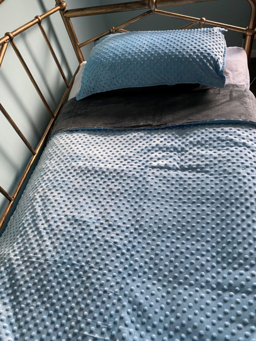 Pătură ponderată 3 kg, 90 x 100 cm – albastru cu gri [6]