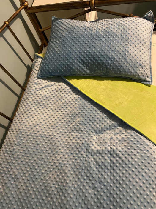 Pătură ponderată 3 kg, 90 x 100 cm – albastru cu verde [7]