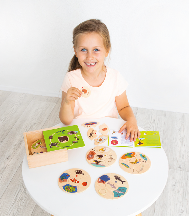 Puzzle din lemn de asociere specii de animale și medii de viață [15]