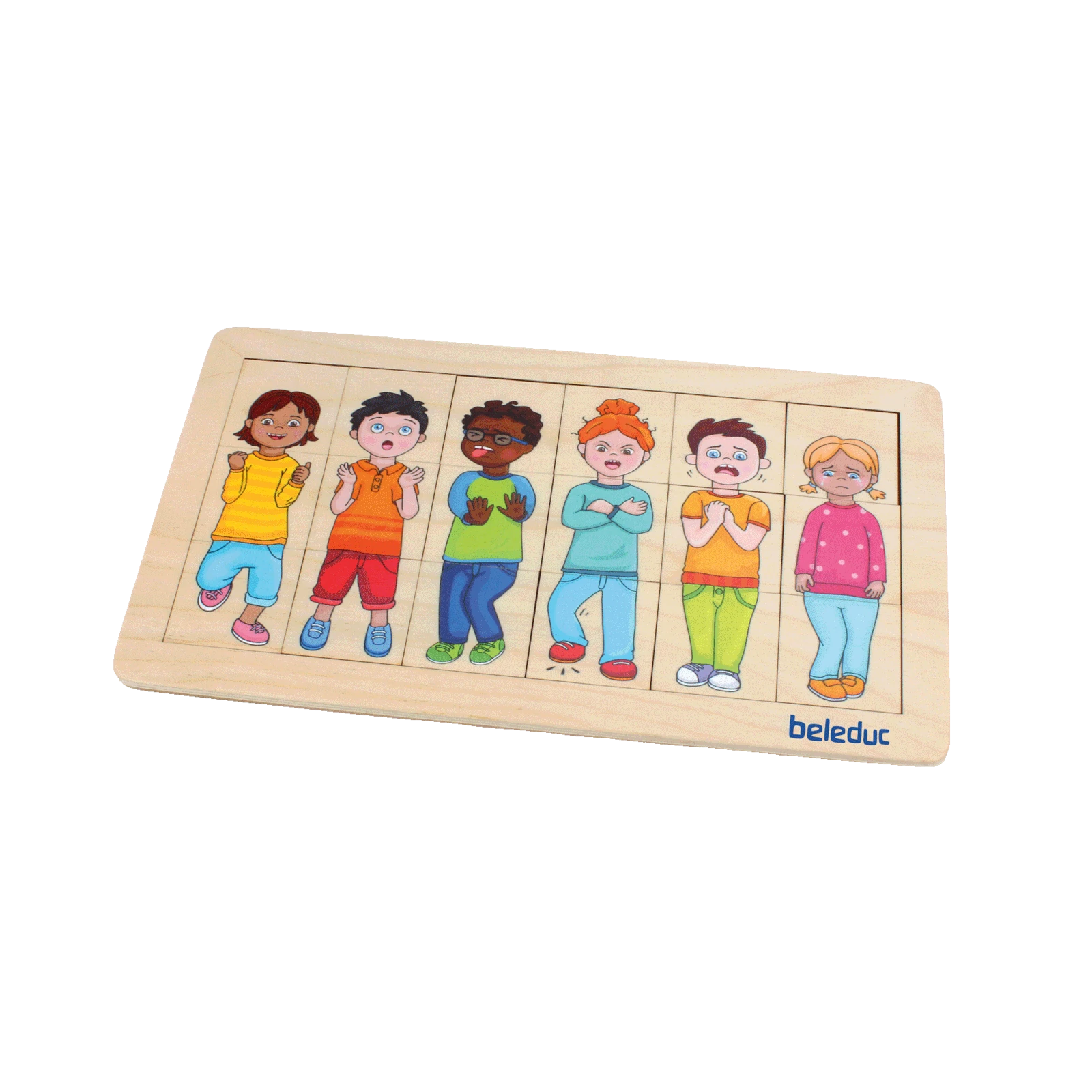 Puzzle educativ din lemn – Combinați și amestecați „Emoțiile” [2]