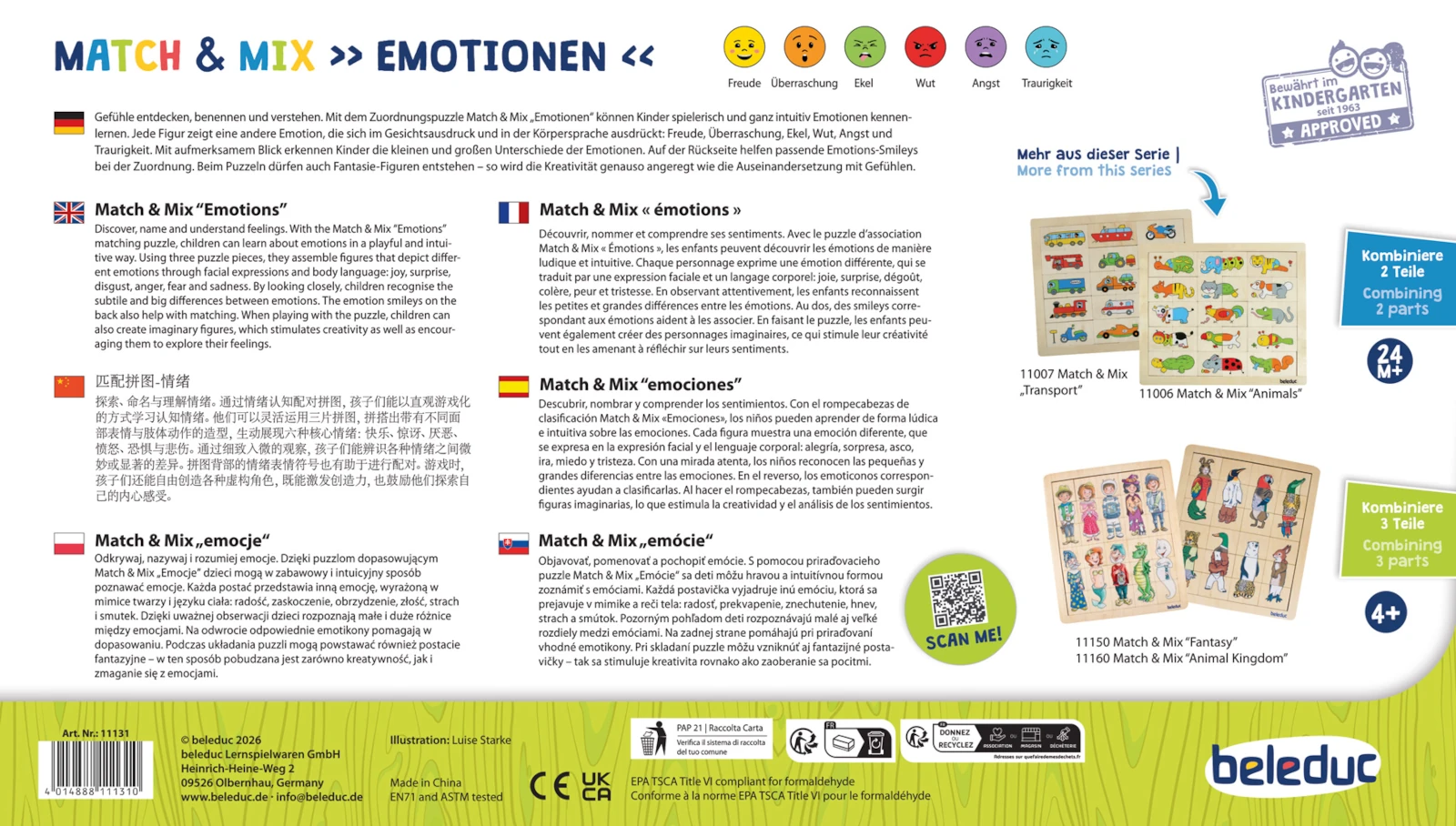 Puzzle educativ din lemn – Combinați și amestecați „Emoțiile” [5]