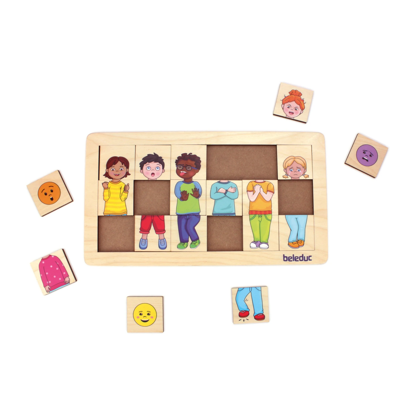 Puzzle educativ din lemn – Combinați și amestecați „Emoțiile” [4]