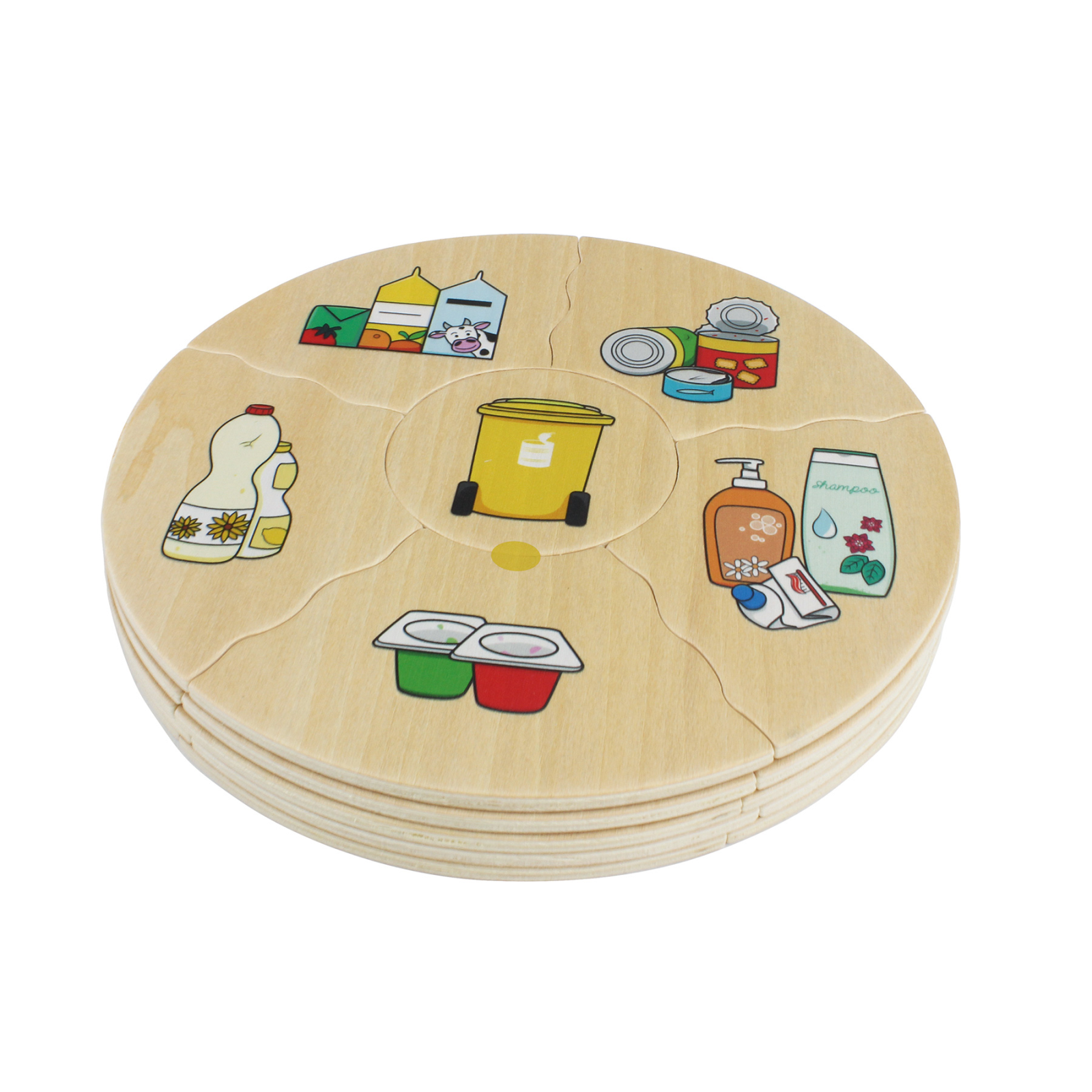 Puzzle educativ din lemn pentru sortarea deșeurilor și reciclare [4]