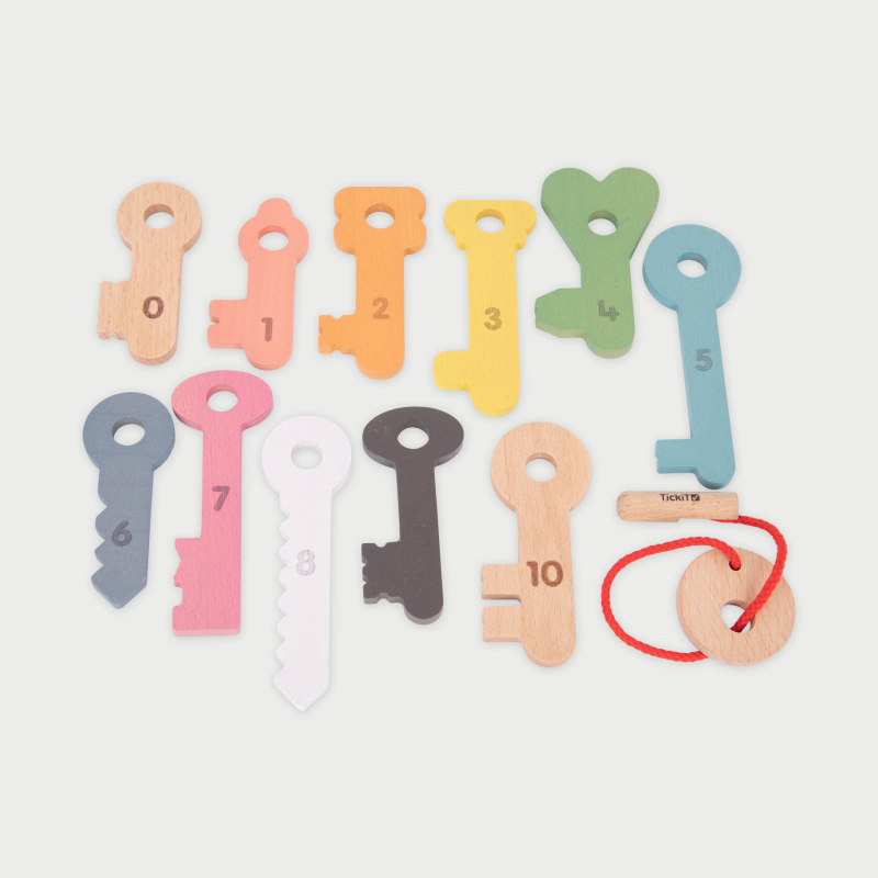 Set 11 chei curcubeu din lemn pentru stimulare senzorială [2]