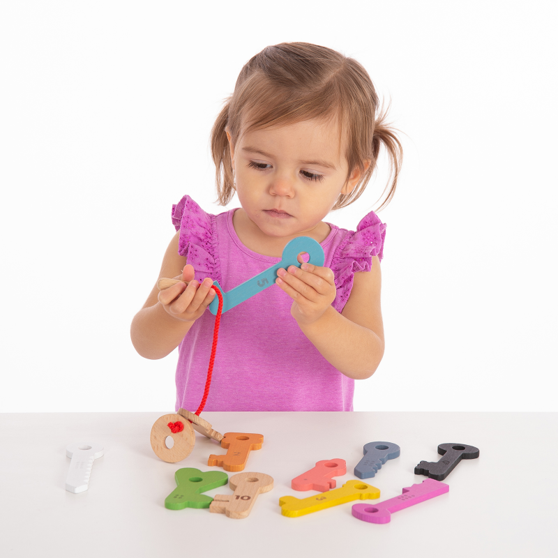 Set 11 chei curcubeu din lemn pentru stimulare senzorială [9]