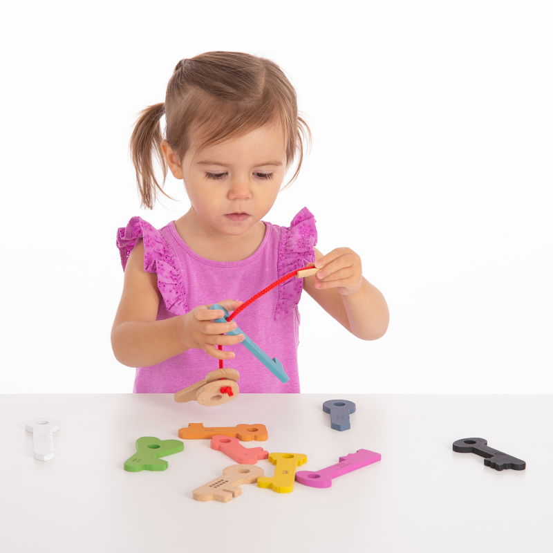 Set 11 chei curcubeu din lemn pentru stimulare senzorială [11]