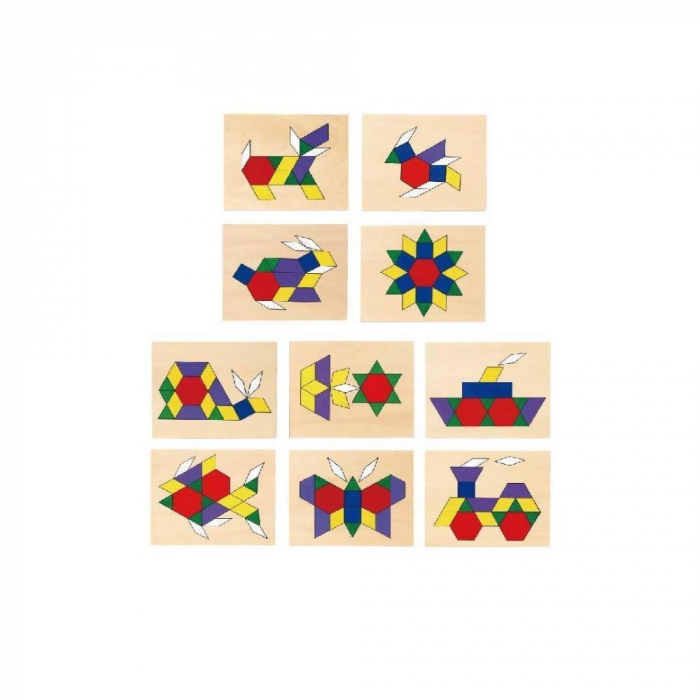 Mozaic - joc din lemn cu modele pe plăci și forme geometrice [4]