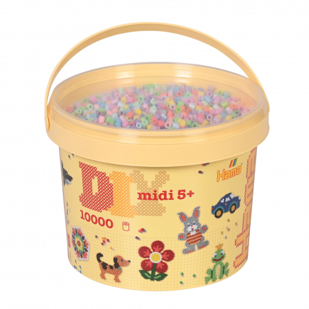 Mărgele HAMA MIDI - Găleată cu 10000 mărgele de călcat Hama midi mix de 10 culori pastel (mix-50)