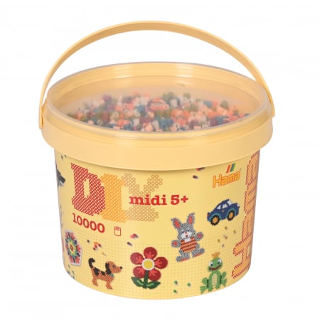 Mărgele MIDI în găleată - Găleată cu 10000 mărgele de călcat Hama midi mix de 6 culori de toamnă (mix-58)