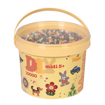 Mărgele MIDI în găleată - Găleată cu 10000 mărgele de călcat Hama midi mix de 6 culori de bază (mix-66)