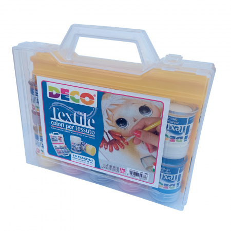 Arta, Hobby - Craft - Set de 10 flacoane cu vopsea pentru material textil