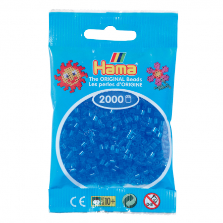 Mărgele HAMA MINI - 2000 mărgele Hama MINI în punguliță - albastru transparent
