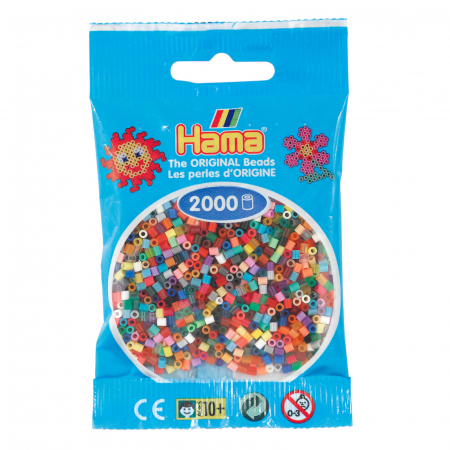 Mărgele HAMA MINI - 2000 mărgele Hama MINI în punguliță - culori uzuale