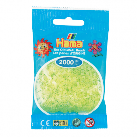 Mărgele HAMA MINI - 2000 mărgele Hama MINI în punguliță - galben neon