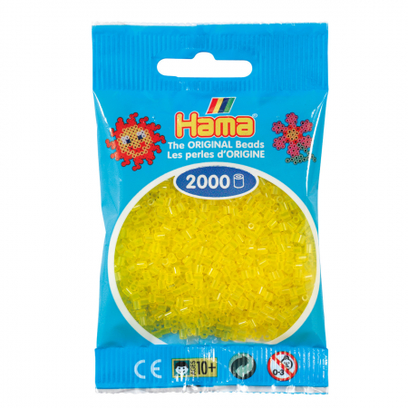 Mărgele HAMA MINI - 2000 mărgele Hama MINI în punguliță - galben transparent