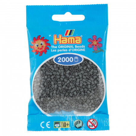 Mărgele HAMA MINI - 2000 mărgele Hama MINI în punguliță - gri închis