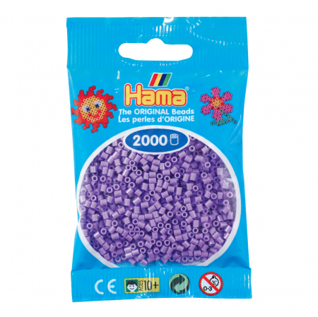 Mărgele de călcat HAMA - 2000 mărgele Hama MINI în punguliță - mov pastel