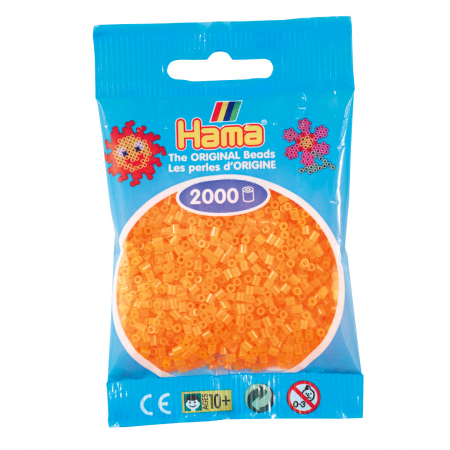 Mărgele HAMA MINI - 2000 mărgele Hama MINI în punguliță - portocaliu neon