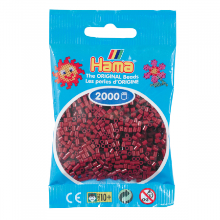 Mărgele HAMA MINI - 2000 mărgele Hama MINI în punguliță - roșu burgundy