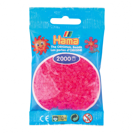 Mărgele HAMA MINI - 2000 mărgele Hama MINI în punguliță - roz intens neon