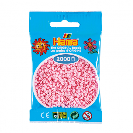 Mărgele HAMA MINI - 2000 mărgele Hama MINI în punguliță - roz pastel