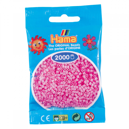 Mărgele HAMA MINI - 2000 mărgele Hama MINI în punguliță - roz pastel