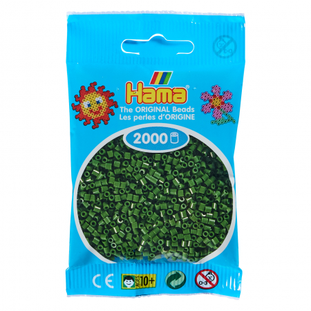 Mărgele MINI - 2000 mărgele Hama mini în punguliță - verde pădure pastel