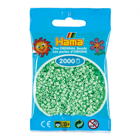 Mărgele HAMA MINI - 2000 mărgele Hama MINI în punguliță - verde mentă pastel