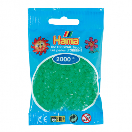 Mărgele HAMA MINI - 2000 mărgele Hama MINI în punguliță - verde neon