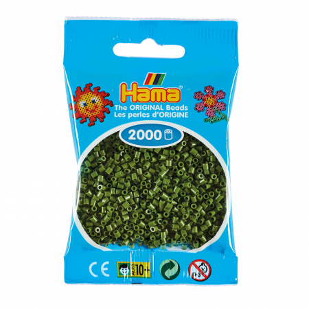 Mărgele HAMA MINI - 2000 mărgele Hama MINI în punguliță - verde olive măsliniu