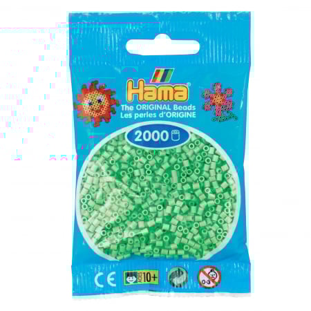 Mărgele de călcat HAMA - 2000 mărgele Hama MINI în punguliță - verde pastel