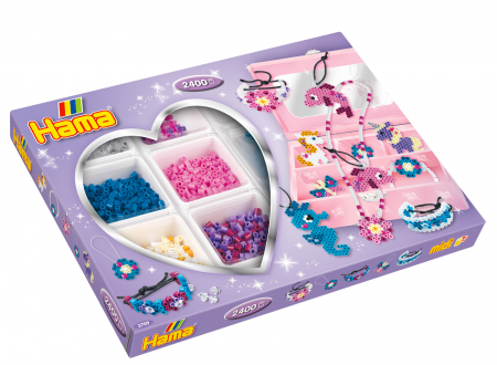 Seturi MIDI in cutie - PANDANTIV - 2400 de mărgele de călcat HAMA midi și 2 planșete