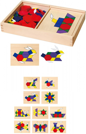 Mozaic - joc din lemn cu modele pe plăci și forme geometrice [2]