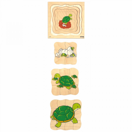 Puzzle de dezvoltare cu patru straturi BROASCA TESTOASA 24x24 cm, grosime 2cm [1]