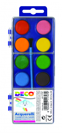 Pensule - Acuarela 12 culori diametru pastila 21mm