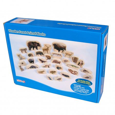 Sortare si numarare - Blocuri de lemn cu animale sălbatice, TickiT, set de 30