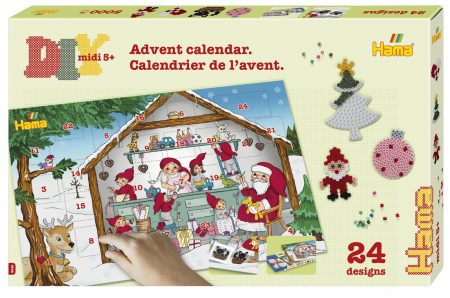 Seturi MIDI in cutie - Calendar Advent - 5000 mărgele Hama midi și 5 planșete în cutie cadou