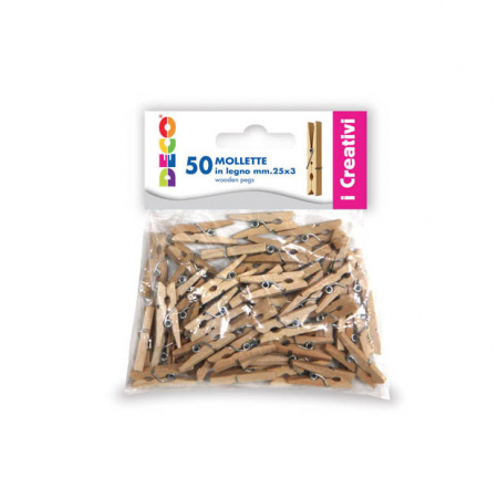 Diverse materiale mici - Cârlig de rufe din lemn natur, 25 mm