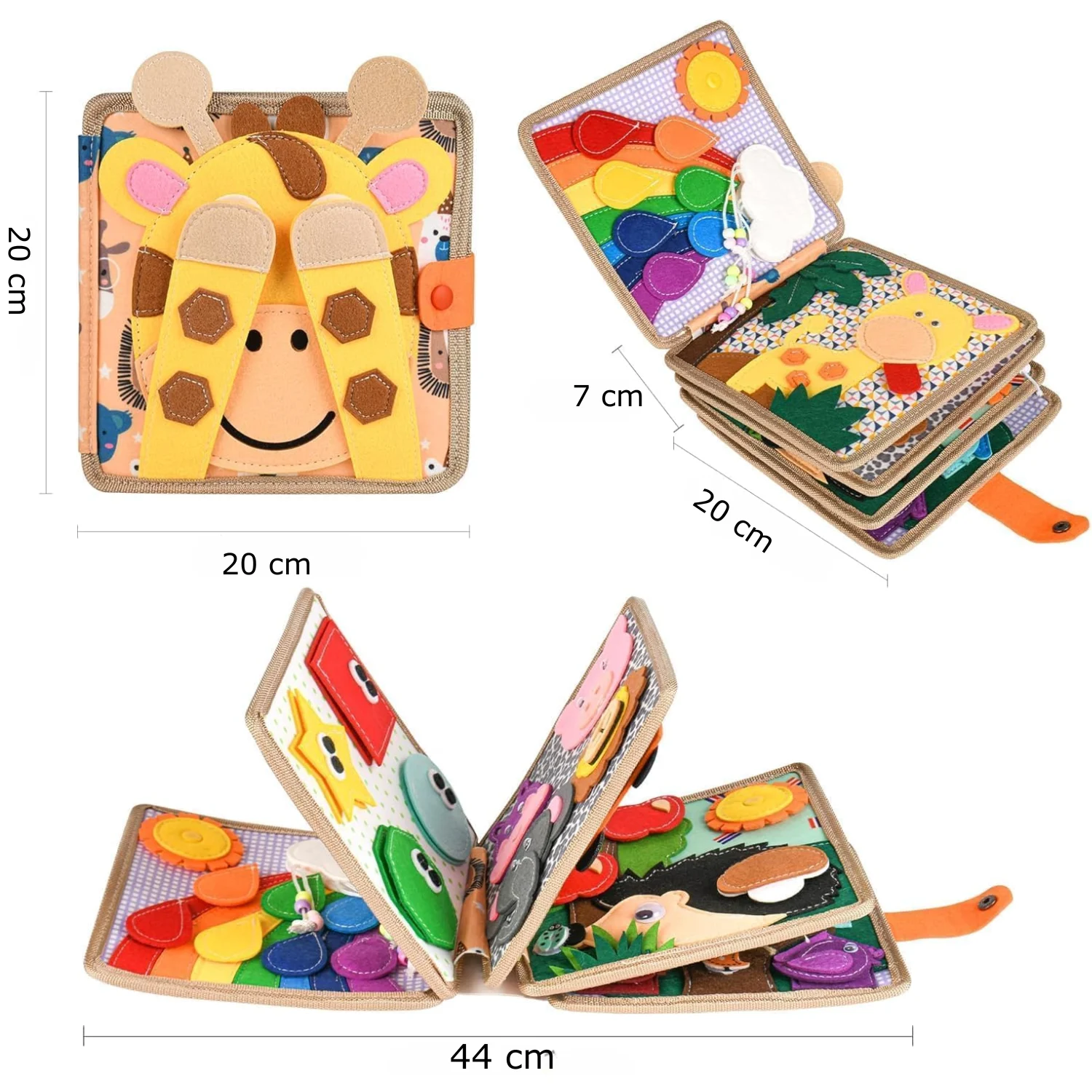 Carte educativă Montessori din textil cu activități senzoriale - Girafa [7]