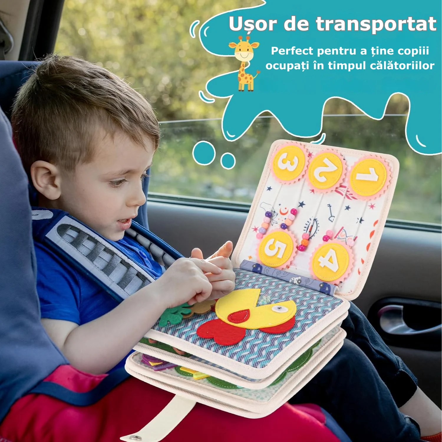 Carte educativă Montessori din textil cu activități senzoriale - Leu [2]