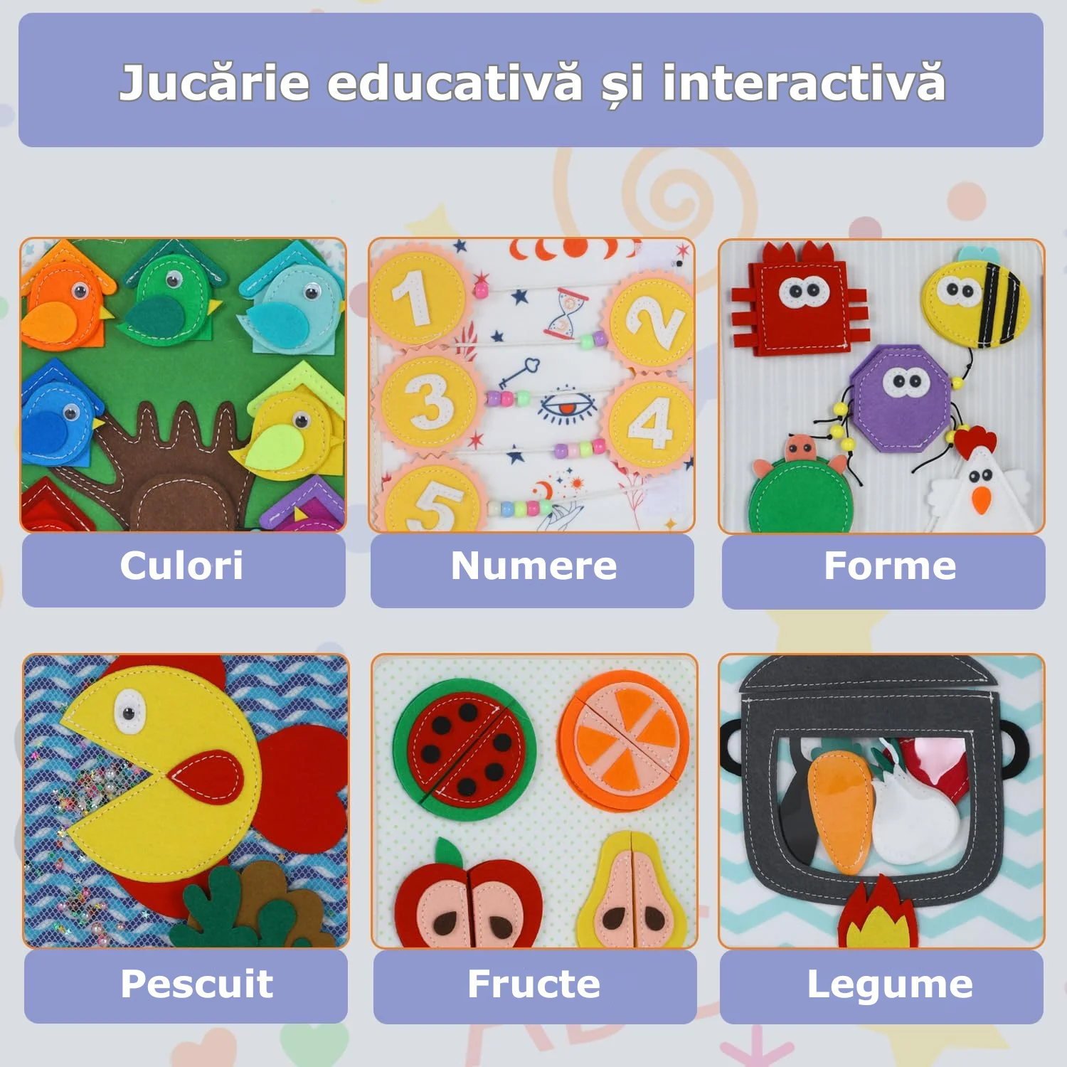 Carte educativă Montessori din textil cu activități senzoriale - Leu [3]