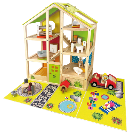 Casă de păpuși XXL cu spațiu exterior, set de joacă complex [4]